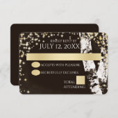 Birkenbäume und Sparkle-Hochzeit RSVP Karte (Vorne/Hinten)