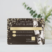 Birkenbäume und Sparkle-Hochzeit RSVP Karte (Stehend Vorderseite)