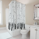 Birkenbäume Vintager horizontaler Hintergrund Duschvorhang (Beispiel)