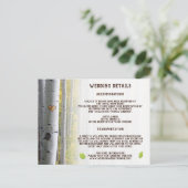 Birkenbaumherz Initialen rustikale Hochzeitdetails Einladungspostkarte (Stehend Vorderseite)