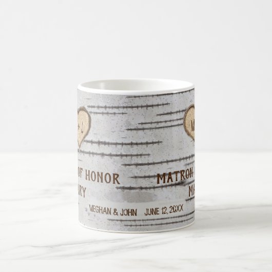 Birkenbaumherz rustikale Hochzeit Matron of Honour Kaffeetasse (Mittel)