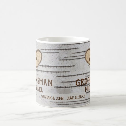 Birkenbaumherz rustikaler Trauzeuge für Hochzeit Kaffeetasse (Mittel)