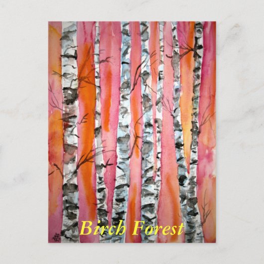 Birkenbaumlandschaft abstrakte Kunst Wälder Postka Postkarte (Vorderseite)