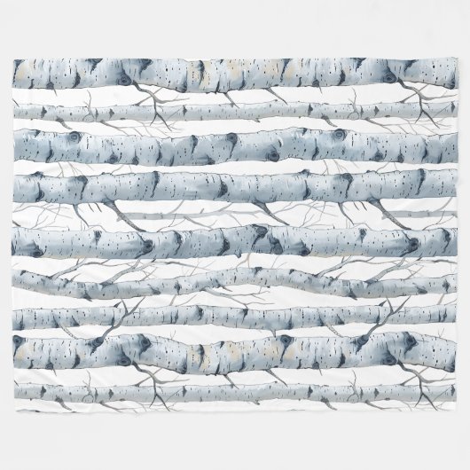 Birkenbaummuster grau fleecedecke (Vorderseite (Horizontal))