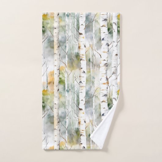 Birkenbaummuster grün badhandtuch set (Handtuch)