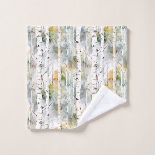 Birkenbaummuster grün badhandtuch set (Waschlappen)