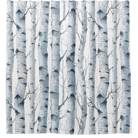 Birkengraues weißes Muster Duschvorhang (Vorderseite)