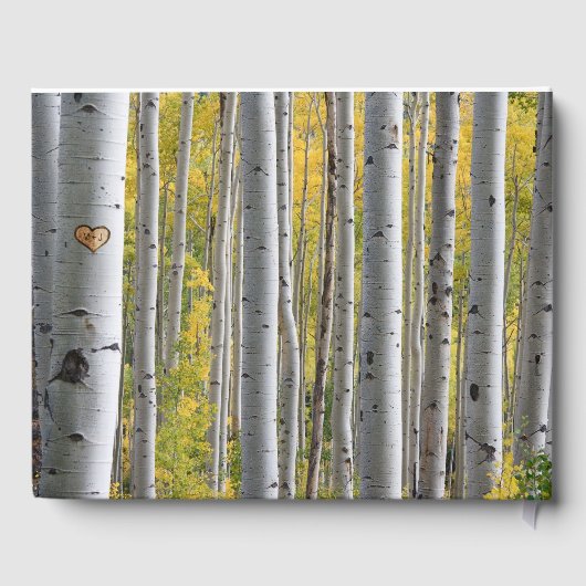 Birkenherz-Initialen rustikale Hochzeit Gästebuch (Rückseite)