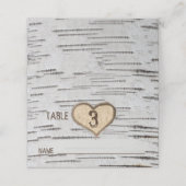 Birkenherz-Initialen rustikale Hochzeit Platzkarte (Außenseite Aufgefaltet)