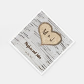 Birkenherz Initialen rustikale Hochzeit Serviette (Ecke)