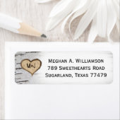 Birkenherz Initialen rustikale Hochzeitsstiftung R (Insitu)