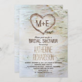 Birkenherz rustikales Brautparty lädt ein Einladung (Vorne/Hinten)