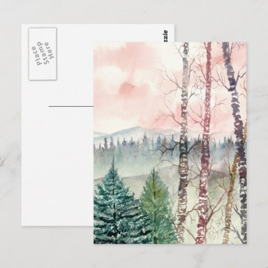 Birkenlandschaft Postkarte (Vorne/Hinten)