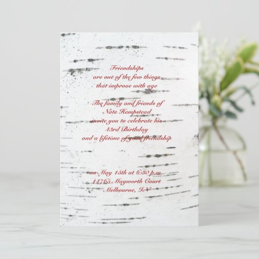 Birkenrinde Einladung (Stehend Vorderseite)