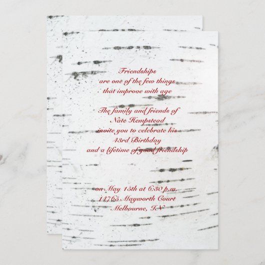 Birkenrinde Einladung (Vorne/Hinten)