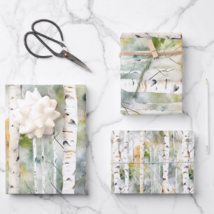 Birkenrinde Geschenkpapier Set