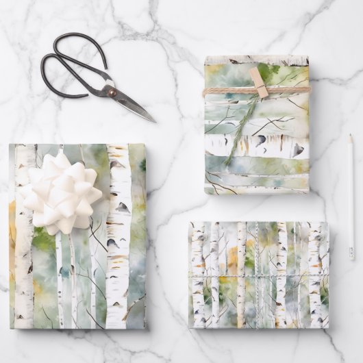 Birkenrinde Geschenkpapier Set (Vorderseite)