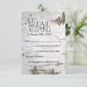 Birkenrinde-Hochzeit RSVP Karte (Stehend Vorderseite)