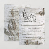 Birkenrinde-Hochzeit RSVP Karte (Vorne/Hinten)