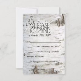 Birkenrinde-Hochzeit RSVP Karte