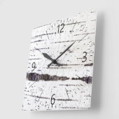 Birkenrinde Quadratische Wanduhr (Winkel)