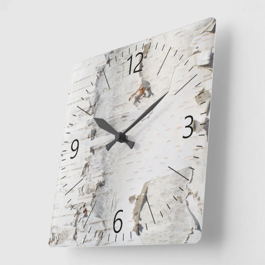 Birkenrinde Quadratische Wanduhr (Winkel)