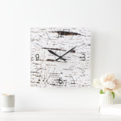 Birkenrinde Quadratische Wanduhr (Zuhause)