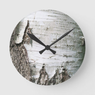 Birkenrinde Runde Wanduhr