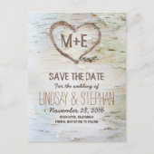 Birkenrinde rustikale Save the Date Postkarten (Vorderseite)