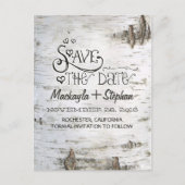 Birkenrinde rustikales Land Save the Date Postkart Ankündigungspostkarte (Vorderseite)