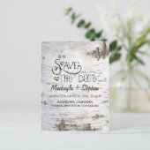 Birkenrinde rustikales Land Save the Date Postkart Ankündigungspostkarte (Stehend Vorderseite)