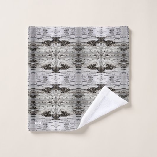 Birkenrinde Schwarzweiss Badhandtuch Set (Waschlappen)