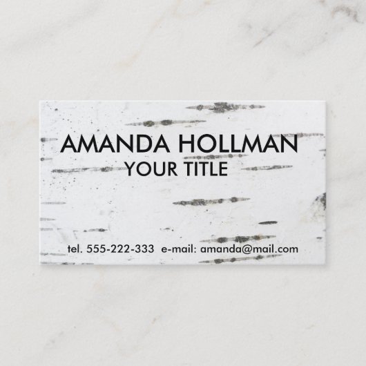 Birkenrinde Visitenkarte (Vorderseite)