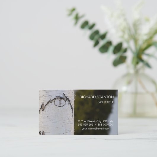 Birkenrinde Visitenkarte (Stehend Vorderseite)