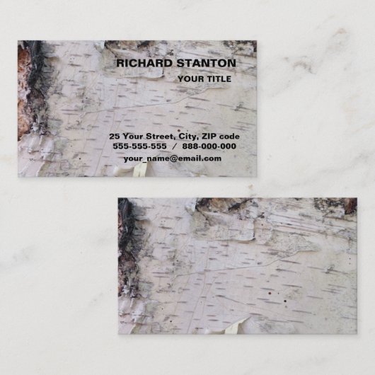 Birkenrinde Visitenkarte (Vorne/Hinten)