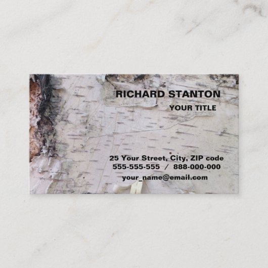 Birkenrinde Visitenkarte (Vorderseite)