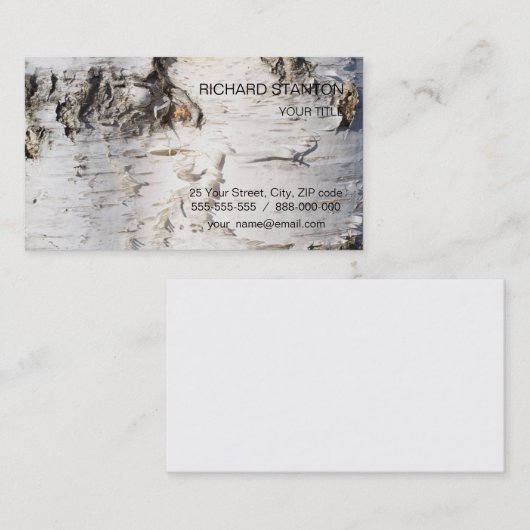 Birkenrinde Visitenkarte (Vorne/Hinten)