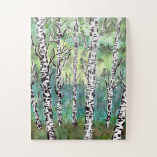 Birkenwald-Aquarell Puzzle
