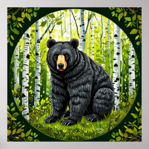 🐻 Birkenwald Serenität Schwarzbär Wildnis Poster
