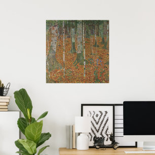 Birkenwald von Gustav Klimt, Vintage Art Nouveau Poster