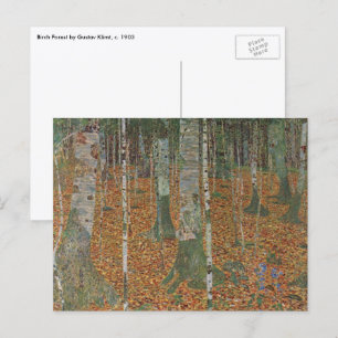 Birkenwald von Gustav Klimt, Vintage Art Nouveau Postkarte