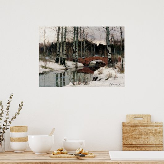 Birkenwald Winterreplikation Malposter Poster (Küche)