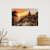 Birla Stil Indische Hindu Tempel Aquarell Poster (Küche)