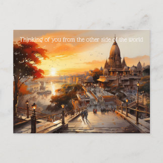 Birla Stil Indische Hindu Tempel Aquarell Postkarte