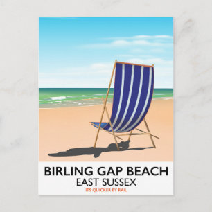Birling Gap Bea, East Sussex Vintage-Reiseplakat Postkarte