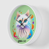 Birma Katze - Farbige Illustration Uhr (Winkel)