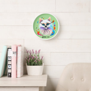 Birma Katze - Farbige Illustration Uhr