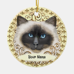 Birma-Katze Fleur De Lis Keramik Ornament