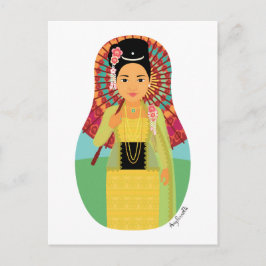 Birma, Myanmar Matryoshka Postcard Postkarte