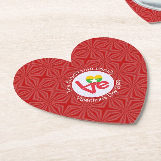 Birma/Myanmar - Rote LIEBE Personalisiert Untersetzer (angewinkelt)